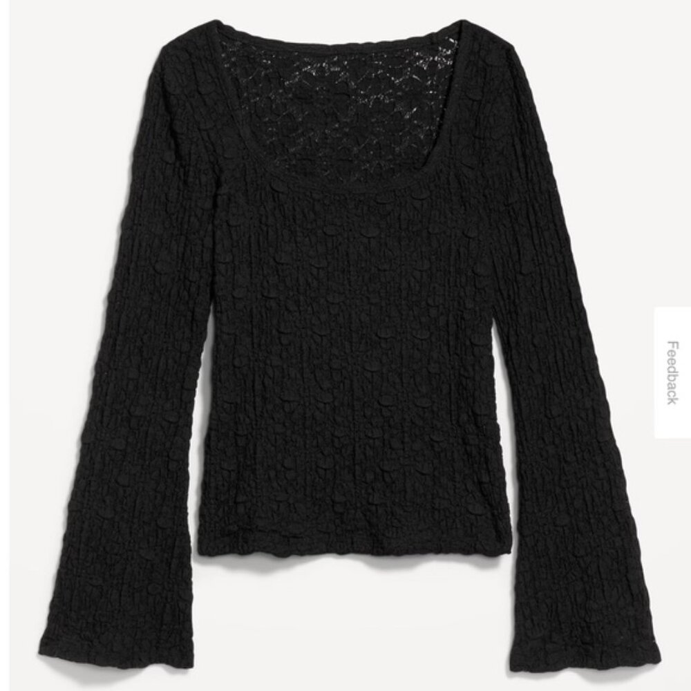 Textured Lace Scoop-Neck Top